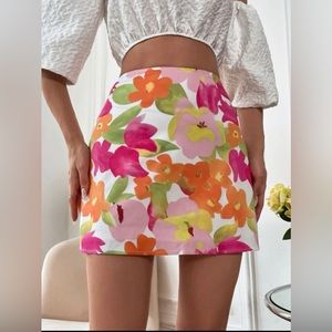 SHEIN VCAY High Waist Floral Print Skirt